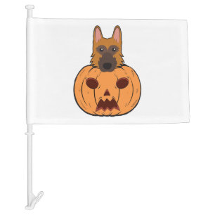 Halloween Cute German Shepherds Stuck In A Pumpkin Car Flag