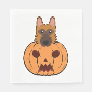 Halloween Cute German Shepherds Stuck In A Pumpkin Napkins