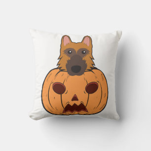 Halloween Cute German Shepherds Stuck In A Pumpkin Throw Pillow
