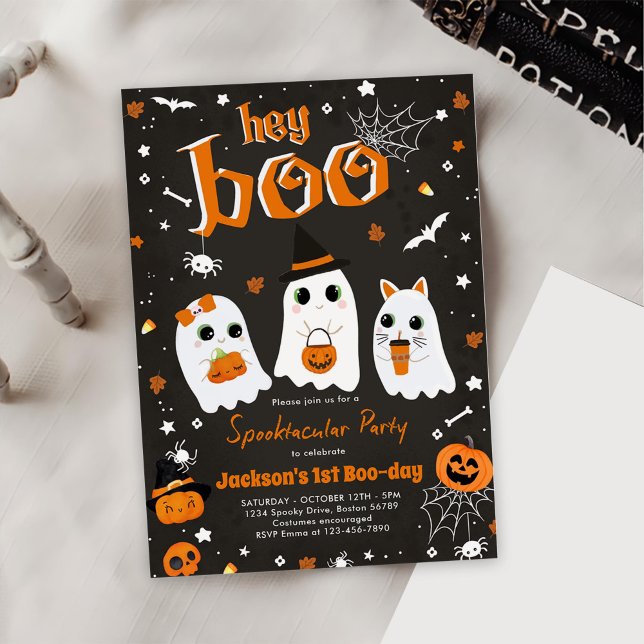 Halloween Cute Ghost 1st Birthday Spooktacular Invitation (Creator Uploaded)