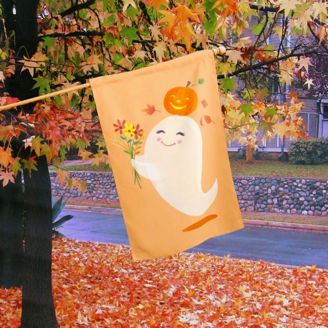 Halloween Cute Ghost and Flowers House Flag (Creator Uploaded)