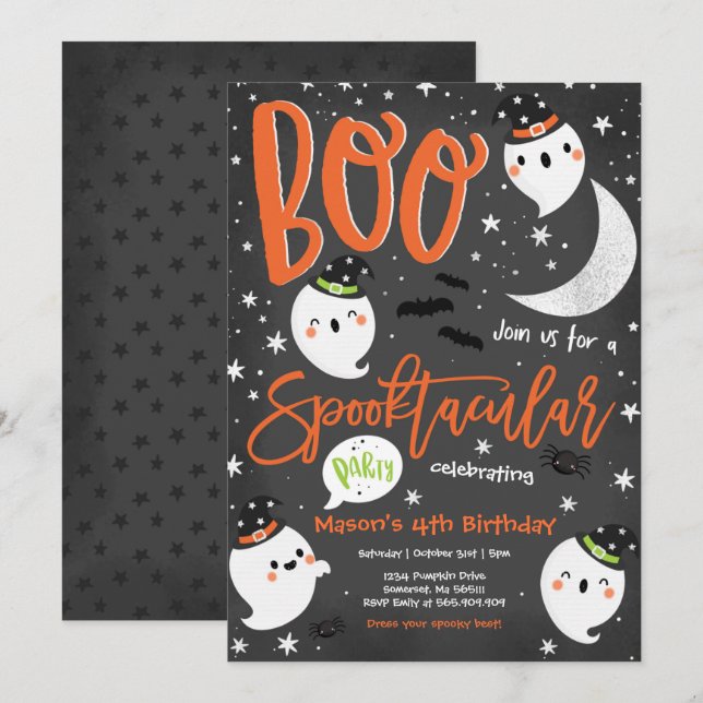 Halloween Cute Ghost Birthday Party Spooktacular Invitation (Front/Back)