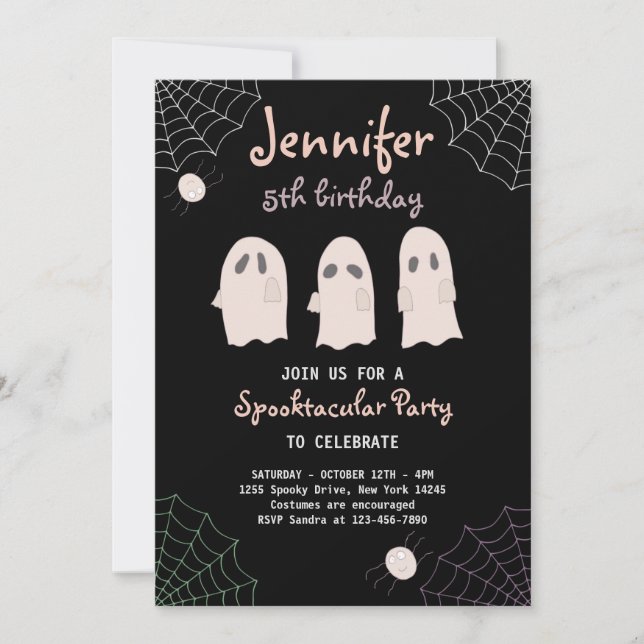 Halloween Cute Ghost Birthday Spooktacular Invitat Invitation (Front)