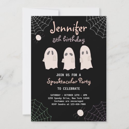 Halloween Cute Ghost Birthday Spooktacular Invitat Invitation