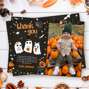 Halloween Cute Ghost Birthday Spooktacular Thank You Card