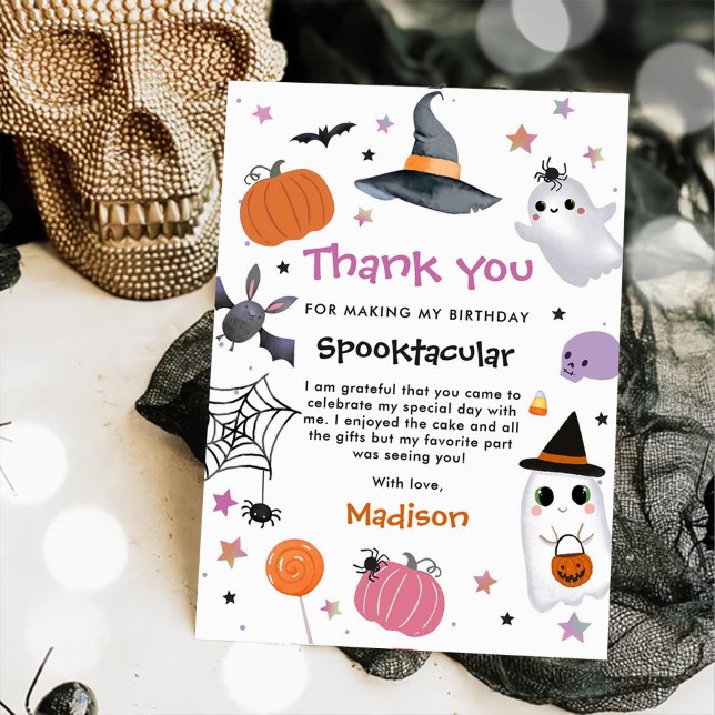 Halloween Cute Ghost Birthday  Thank You Card (Creator Uploaded)