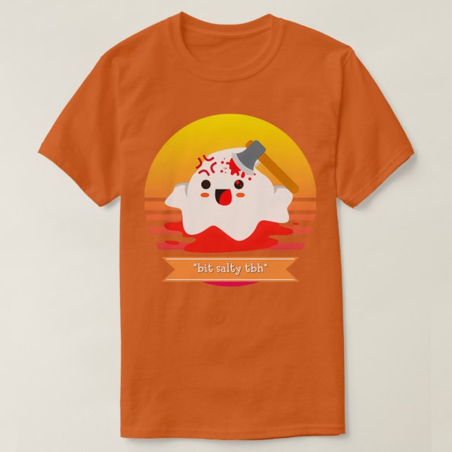 Halloween Cute Ghost Bit Salty TBH T-Shirt (Design Front)