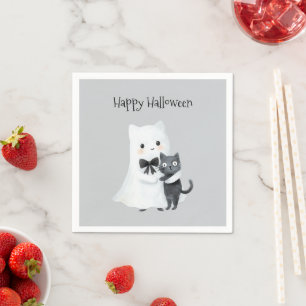 Halloween Cute Ghost Black Cat Napkins