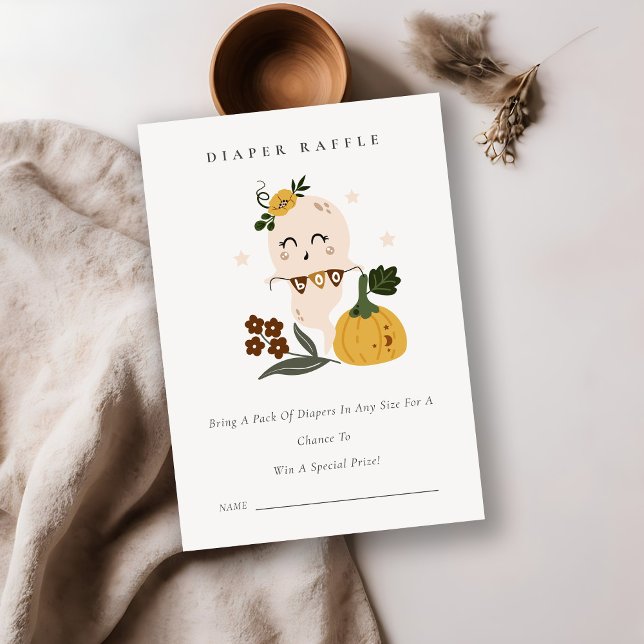 Halloween Cute Ghost Boo Diaper Raffle Baby Shower Enclosure Card (Creator Uploaded)