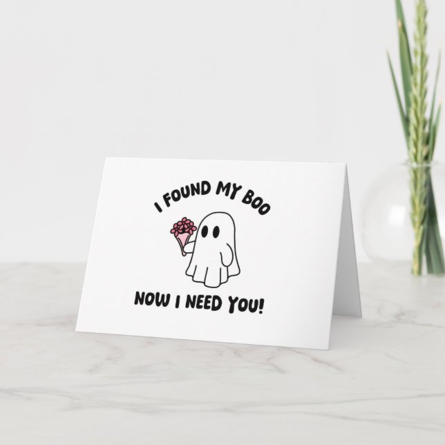 Halloween Cute Ghost Boo Maid of Honor Proposal Card (Front)
