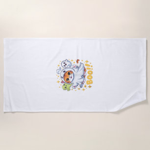 Halloween Cute Ghost Cat Boo Funny Cat BOO Kitty H Beach Towel
