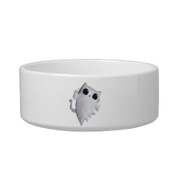 Halloween Cute Ghost Cat Bowl by partymonster at Zazzle