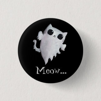 Halloween cute ghost cat button