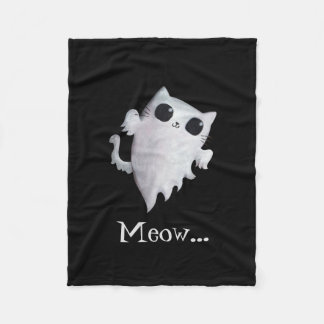 Halloween cute ghost cat fleece blanket