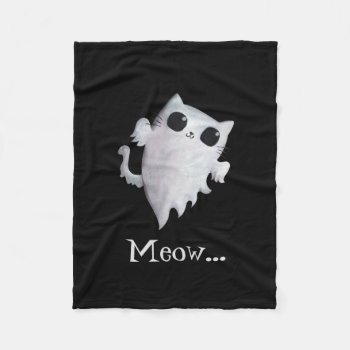 Halloween Cute Ghost Cat Fleece Blanket by partymonster at Zazzle