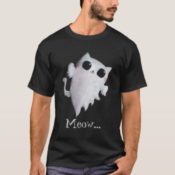 Halloween Cute Ghost Cat T-shirt by partymonster at Zazzle