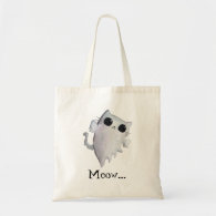Halloween cute ghost cat tote bag