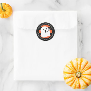 Halloween Cute Ghost Circle Return Address Label