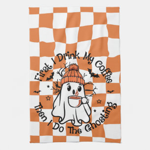 Halloween Cute Ghost Coffee Fall Kitchen Towel