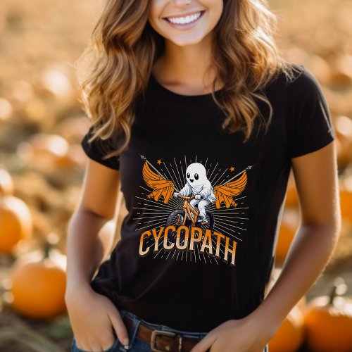 Halloween Cute Ghost Cycle Cycopath Funny  T_Shirt