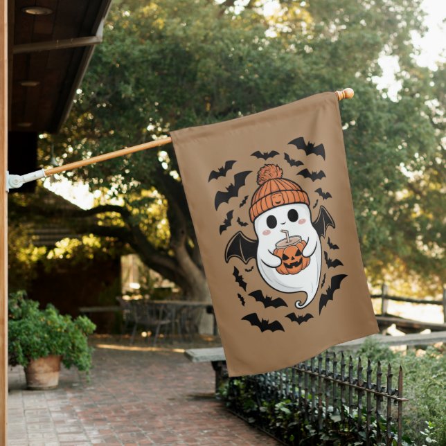 Halloween Cute Ghost  Fall Spooky Season Gift House Flag (In SItu)