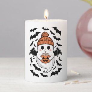 Halloween Cute Ghost Fall Spooky Season Gift Pillar Candle
