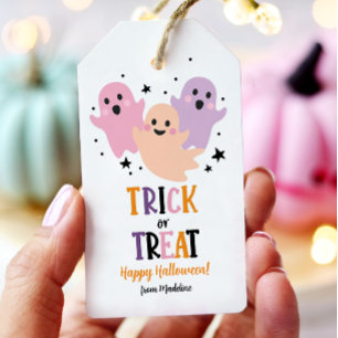 Halloween Cute Ghost Girl Birthday Trick or Treat Gift Tags