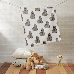 Halloween, Cute Ghost Gray, Trick Or Treat, Boo Baby Blanket
