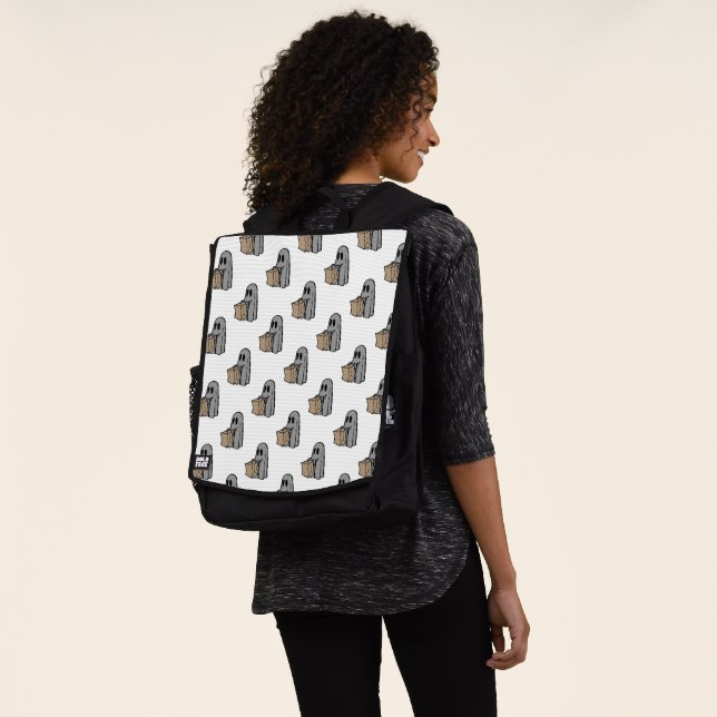 Halloween, Cute Ghost Gray, Trick Or Treat, Boo Backpack (Worn)