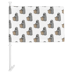 Halloween, Cute Ghost Gray, Trick Or Treat, Boo Car Flag