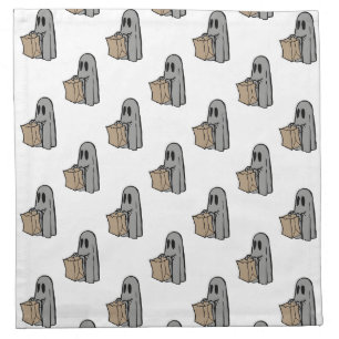 Halloween, Cute Ghost Gray, Trick Or Treat, Boo Cloth Napkin
