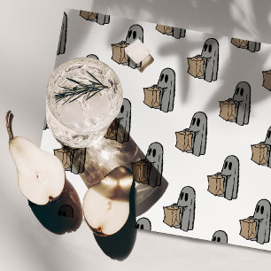 Halloween, Cute Ghost Gray, Trick Or Treat, Boo Cloth Placemat