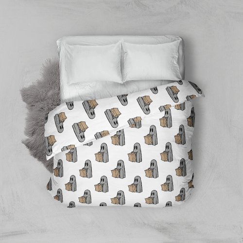 Halloween Cute Ghost Gray Trick Or Treat Boo Duvet Cover