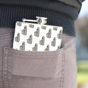 Halloween, Cute Ghost Gray, Trick Or Treat, Boo Flask