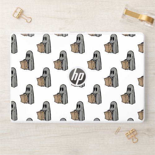 Halloween Cute Ghost Gray Trick Or Treat Boo HP Laptop Skin