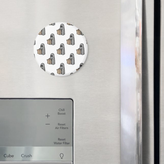 Halloween, Cute Ghost Gray, Trick Or Treat, Boo Magnet (In Situ (Fridge))