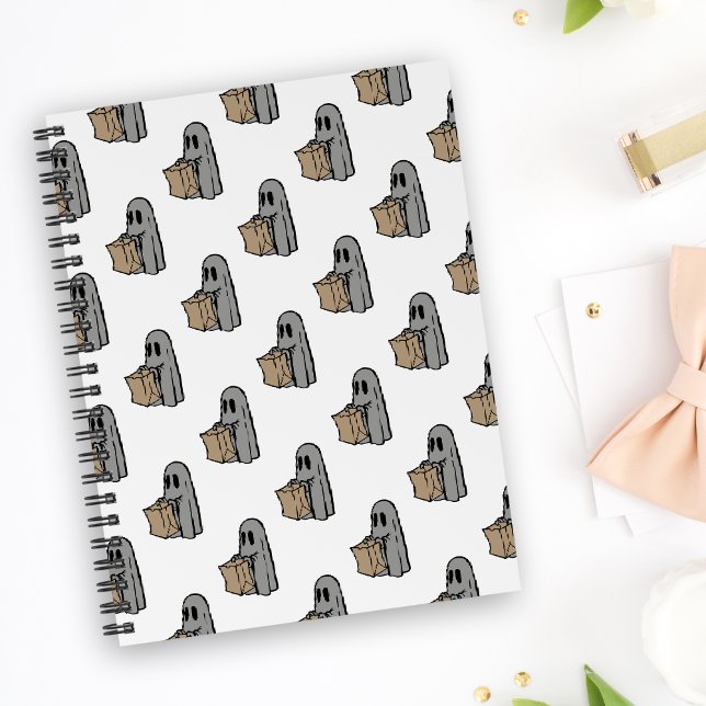 Halloween, Cute Ghost Gray, Trick Or Treat, Boo Notebook (Creator Uploaded)