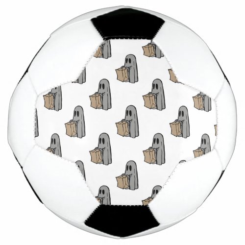 Halloween Cute Ghost Gray Trick Or Treat Boo Soccer Ball