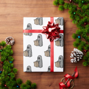 Halloween, Cute Ghost Gray, Trick Or Treat, Boo Wrapping Paper