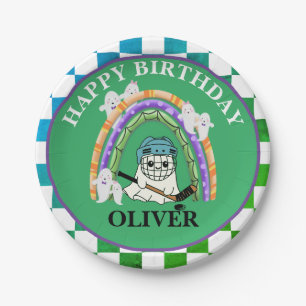 Halloween Cute Ghost Ice Hockey Party Paper Plates