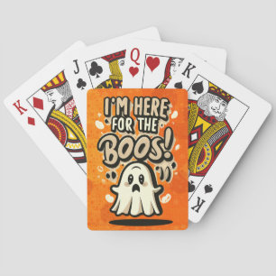 Halloween: Cute Ghost, "I'm Here For The Boos!" Poker Cards