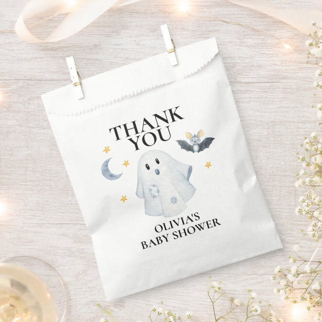 Halloween Cute Ghost Little Boo Baby Shower Favor Bag (Clipped)