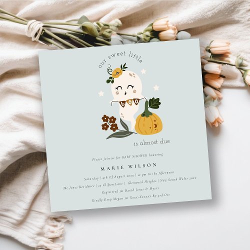 Halloween Cute Ghost Little Boo Baby Shower Invite