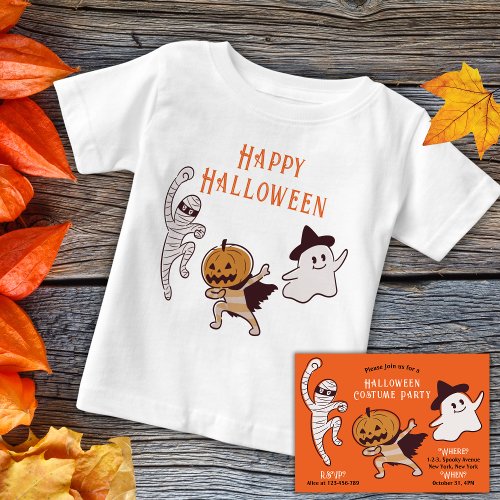 Halloween Cute Ghost Mummy Pumpkin Monster Baby T_Shirt