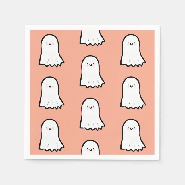 Halloween Cute Ghost Pattern Napkins (Front)