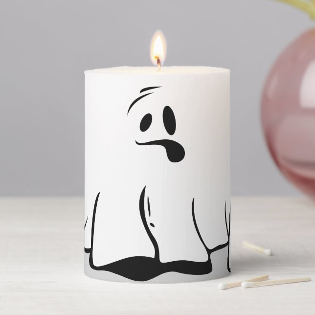 Halloween Cute Ghost Pillar Candle (In Situ)