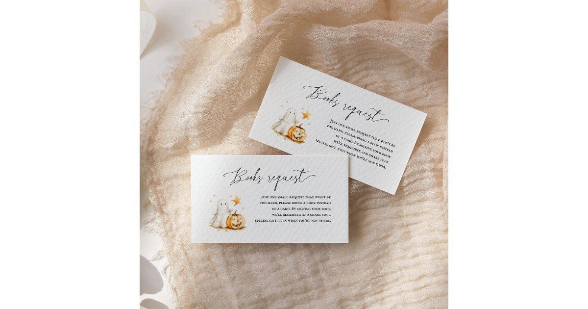 Halloween Cute Ghost Pumpkin Book Request Enclosure Card | Zazzle