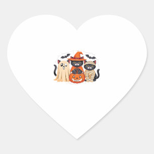 Halloween Cute Ghost Pumpkin Cat Classic T-Shirt_1 Heart Sticker