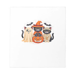 Halloween Cute Ghost Pumpkin Cat Classic T-Shirt_1 Notepad