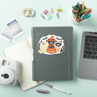 Halloween Cute Ghost Pumpkin Cat Classic T-Shirt_1 Sticker
